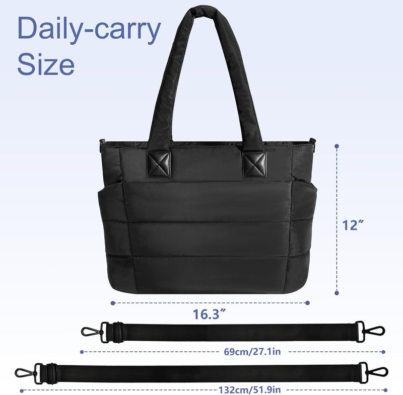 GASSDA Tote Bag for Women Puffer Tote Bag Large Nurse Bags Shoulder Handbag with Zipper for Work Travel - Image 4
